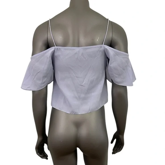 ASOS Top Women’s 4 Purple Flutter Sleeve Crop Semi Sheer Blouse Sexy - Picture 2 of 8